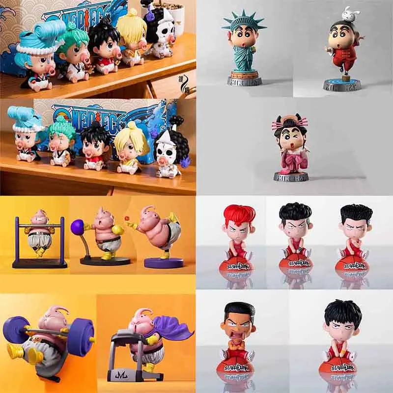 

Kawaii One Piece Luffy Zoro Sanji Brook Franky Anime Figure Car Model Toy Decoration Handmade Ornament Halloween Gift for Boys