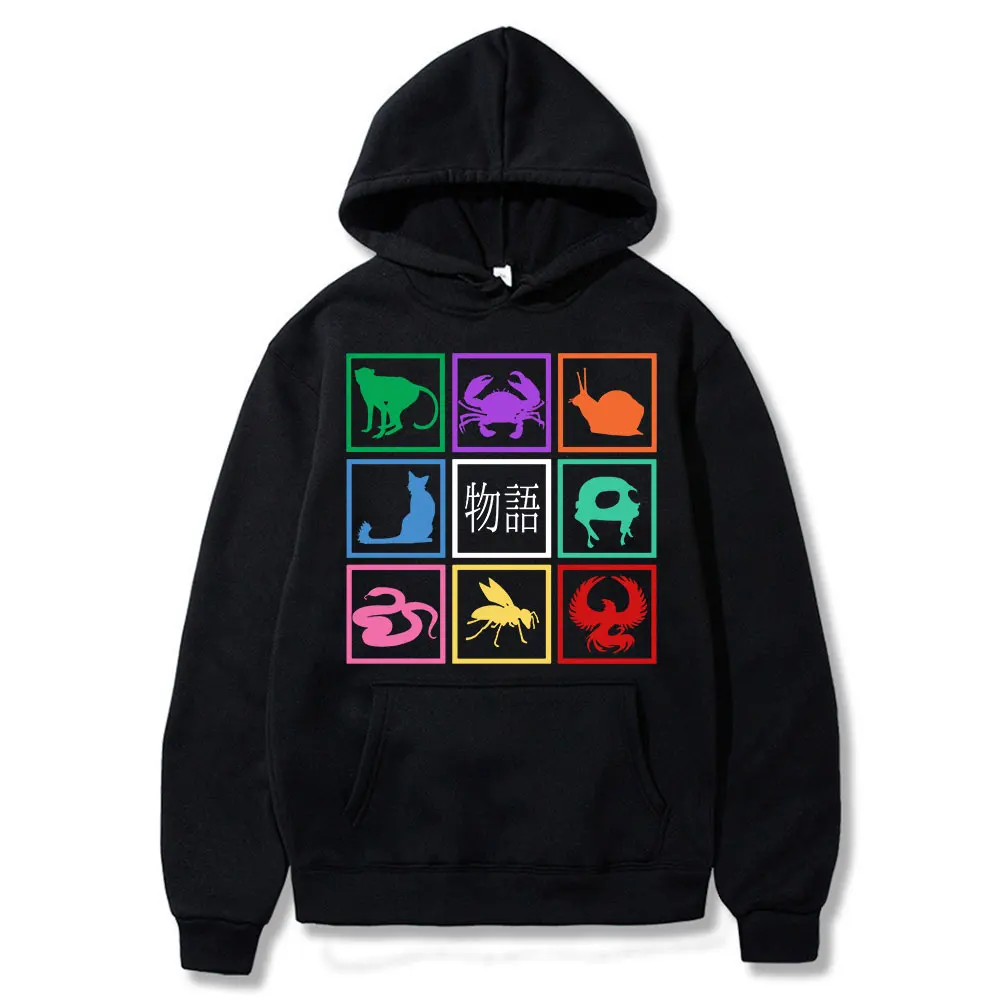 

Japanese Manga Monogatari Series Graphic Print Hoodie Men's Women's Cotton Oversized Sweatshirts Clothes Harajuku Streetwear