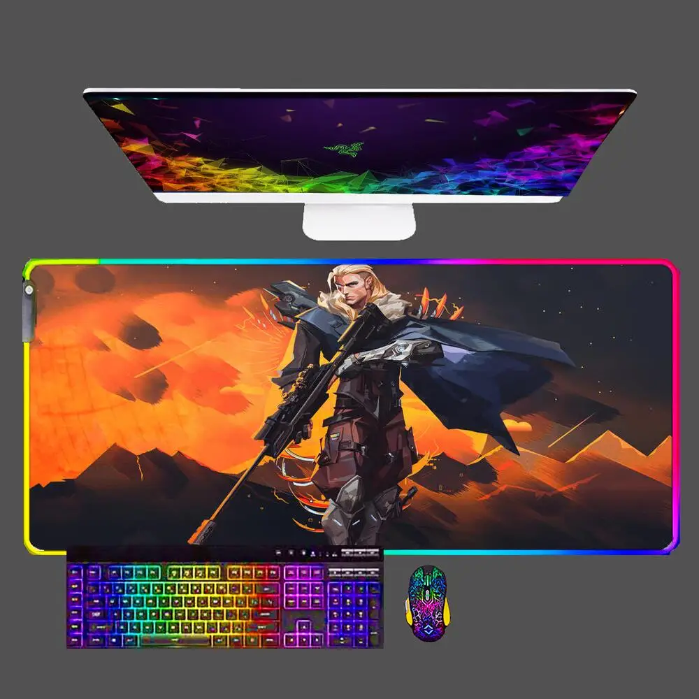 

Valorant Anime Gaming Speed RGB Mouse Pad Big LED Backlight Game Large Keyboard Mousepad Laptop Computer Table Mat for Cs/lol