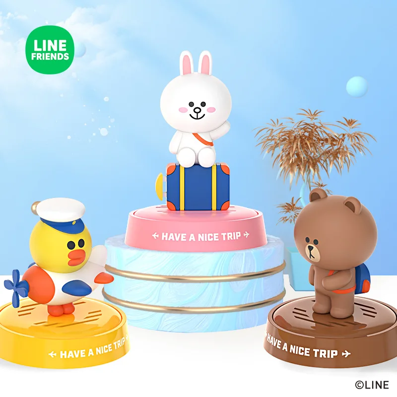 

Line Friends Brown Travel Series Cony Sally Car Aromatherapy Air Freshener Dashboard Decor Car Ornament Fragrance Accessories