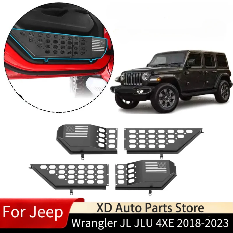 Фото Передний карман для хранения для Jeep Wrangler JL JLU 4XE 2018-2023 Gladiator JT 2020-2023, комплект стойки для двери, аксессуары для тюнинга №1
