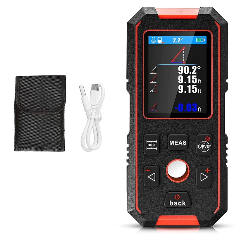 

Measure Distance 60M/196Ft + Stud Finder Wall Scanner W/ LCD Display & Built-In Rechargeable Battery,Tape Measure