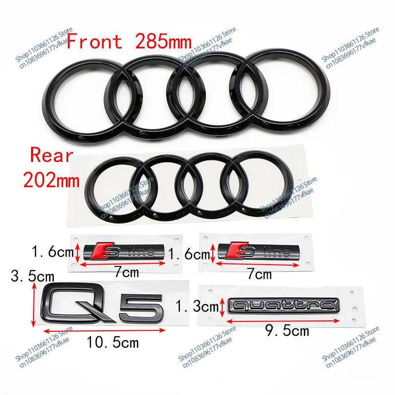 4-кольцевой логотип из АБС-пластика глянцевый черный автомобильный капот