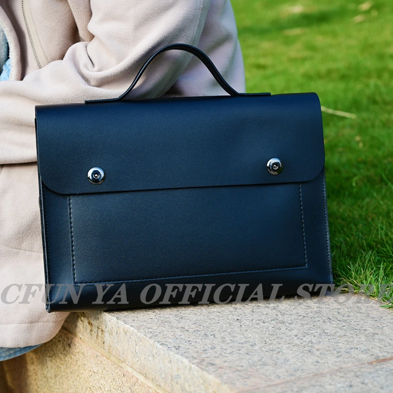 CFUN YA  PU Leather Laptop Bags For Women 13 14 inch Computer Shoulder Bag Casual Portable Waterproof Notebook Briefcase Handbag