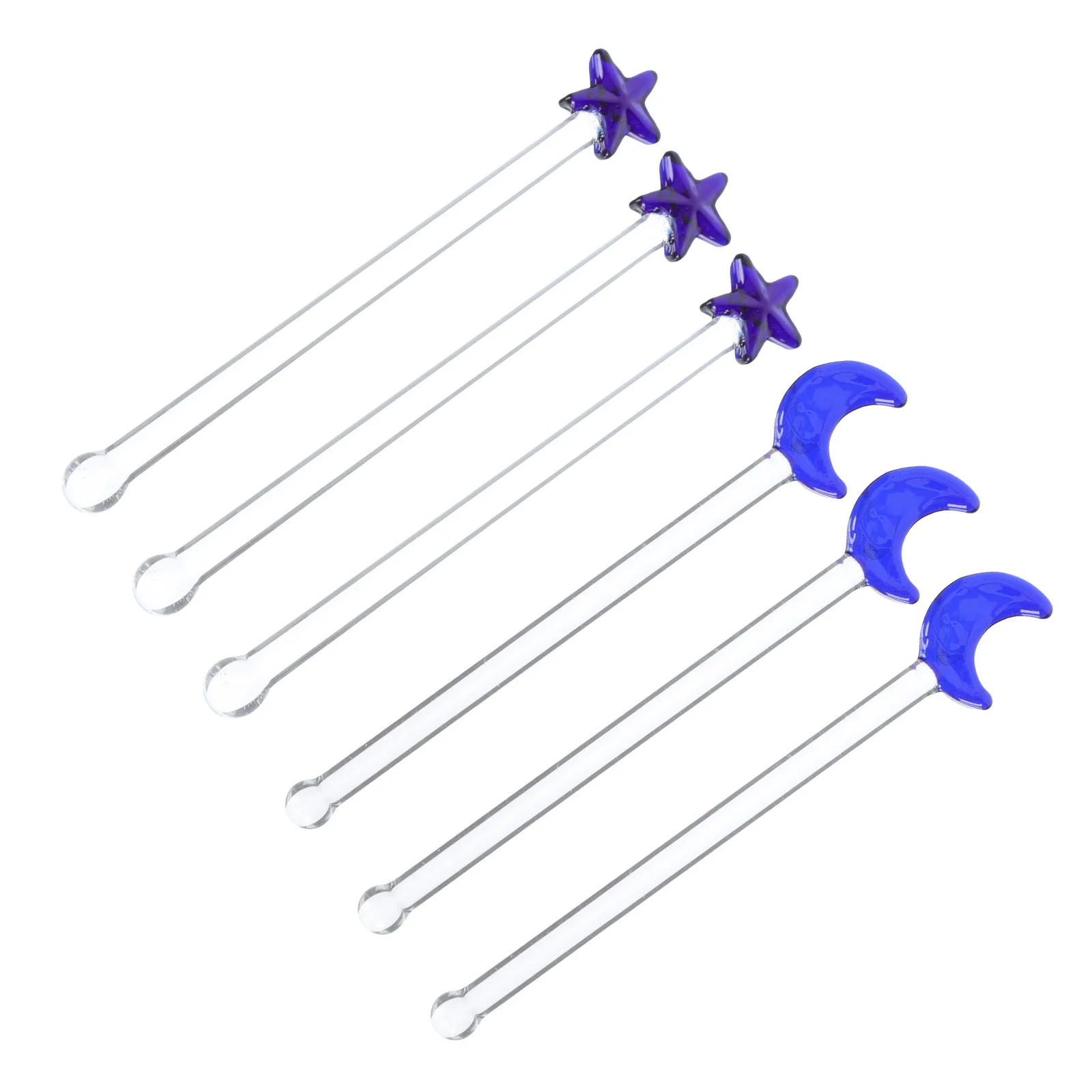 

6Pcs Glass Swizzle Sticks Eid- Fitr Moon Star Cocktails Drinks Swizzle Sticks for Drinks Coffee Cocktail for Restaurant Home Bar