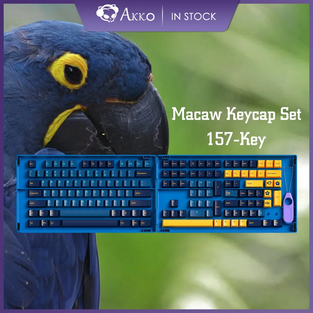 

Набор клавиатур Akko Macaw, 199 клавиши, вишня/ASA профиль, полные колпачки клавиш PBT Double-shot для механических клавиатур с коллекционной коробкой