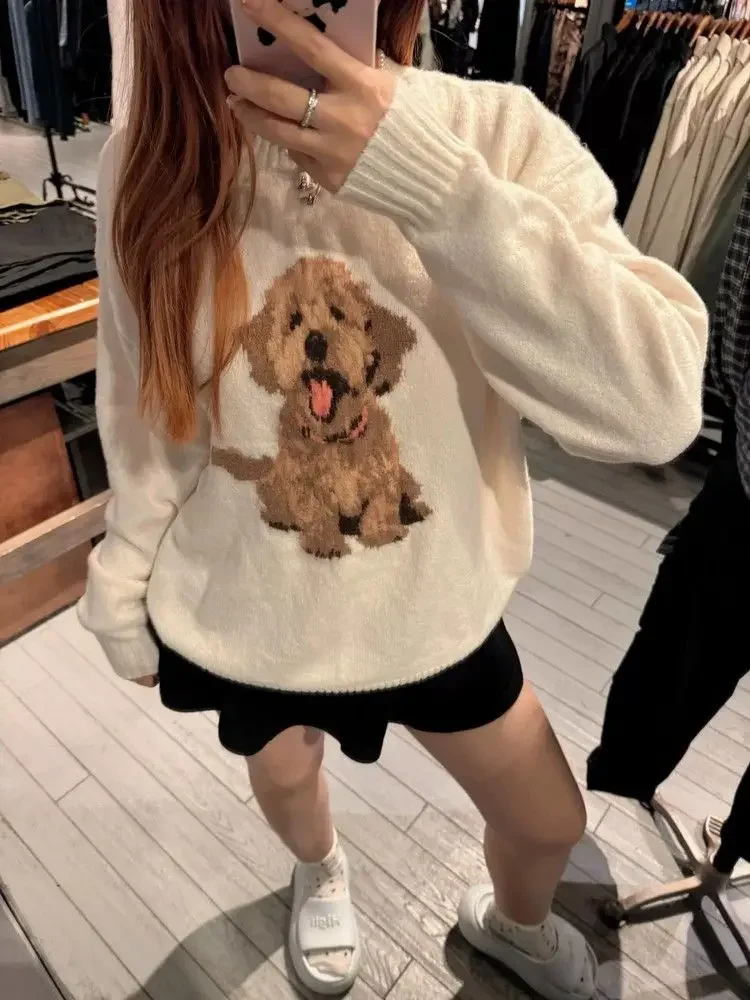 Мультяшный забавный пуловер с круглым вырезом женский осенний новый корейский