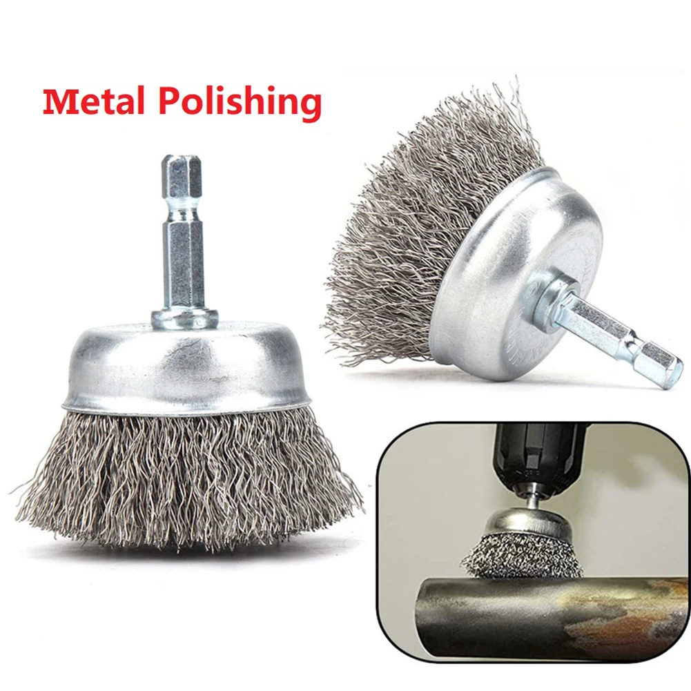 

50/65mm Steel Wire Brush For Drill Rotary Tool Metal Rust Removal Polishing For Chuck Electric Drill Electric Friction
