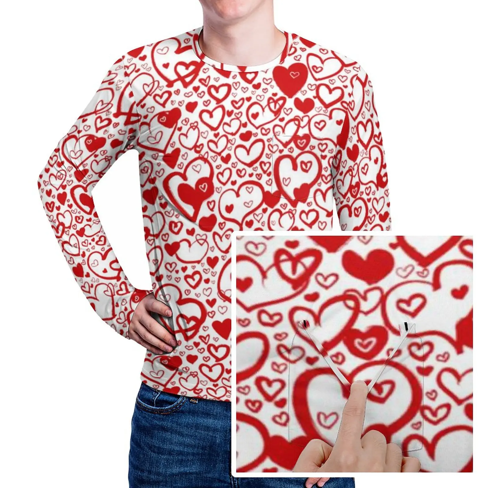 

Love Heart T-Shirt Autumn Cheerful Graffiti Hearts Essential T-Shirts Mens Hip Hop Design Tshirt 3XL 4XL 5XL
