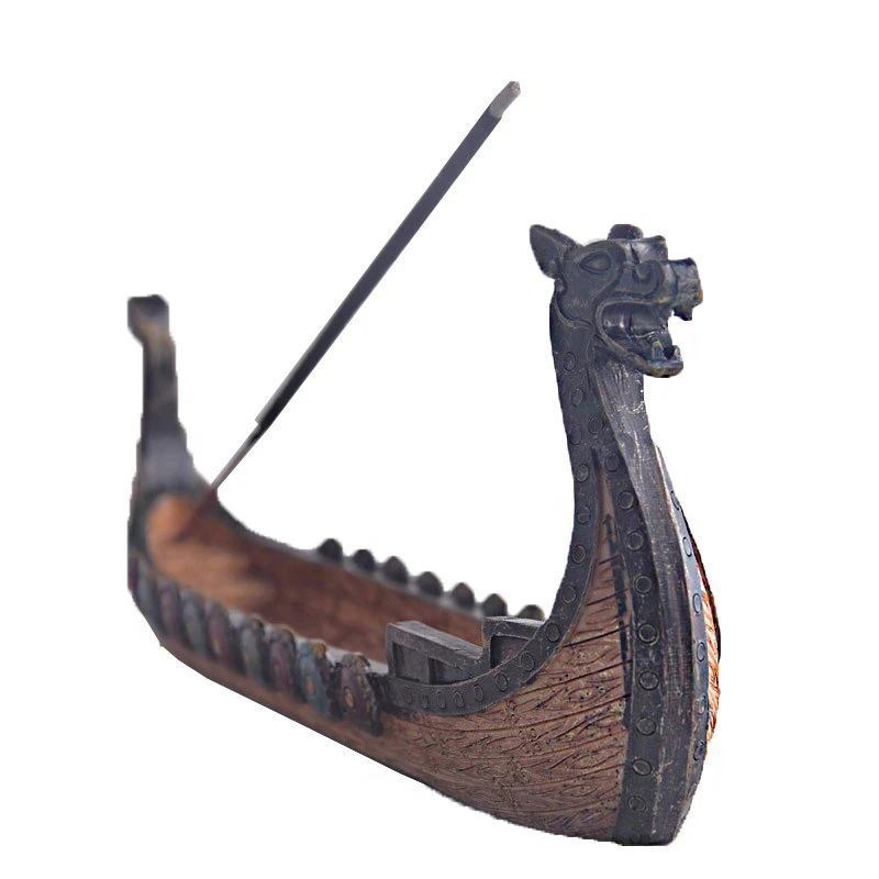 

New Decor Dragon Boat Incense Stick Holder Burner Hand Carved Carving Censer Ornaments Retro Incense Burners Traditional Design
