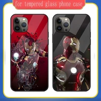 avengers iron man phone case tempered glass for iphone 13 12 11 pro max mini x xr xs max 8 7 6s plus se 2020 shell fundas