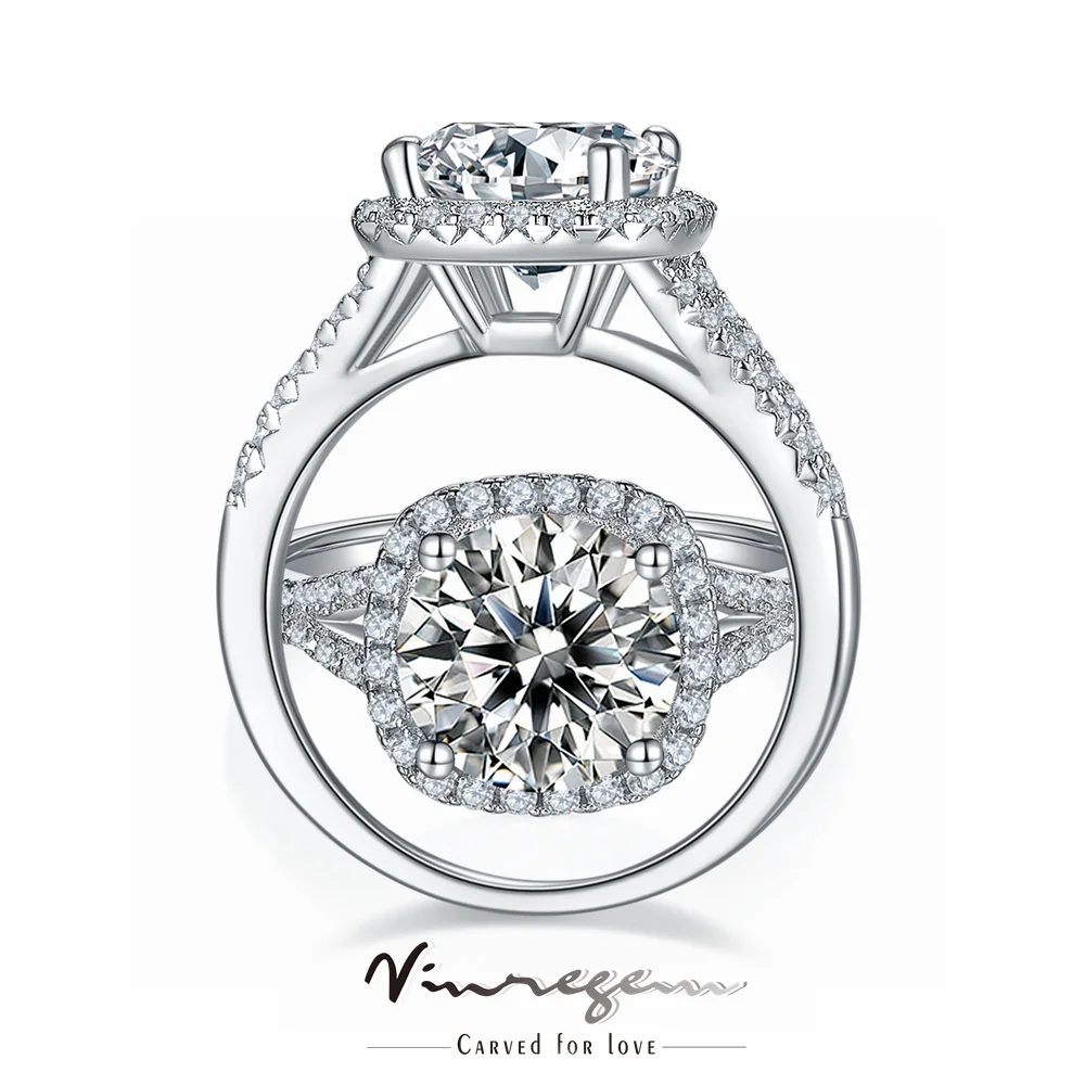

Vinregem 925 Sterling Silver 3EX 3CT VVS1 100% Pass Test Diamonds Moissanite Wedding Engagement Ring for Women Gift Dropshipping