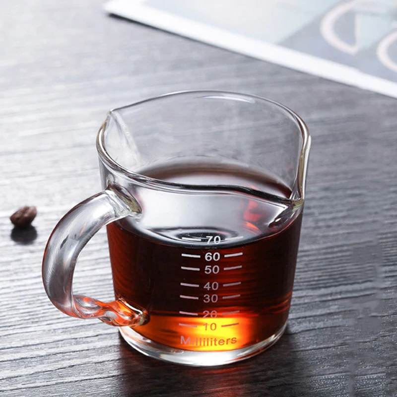 

70ml Espresso Coffee Measuring Cup Small Milk Cup Double-mouthed Ounce Heat-resistant Glass Cup Kitchen Coffee Extraction Tool