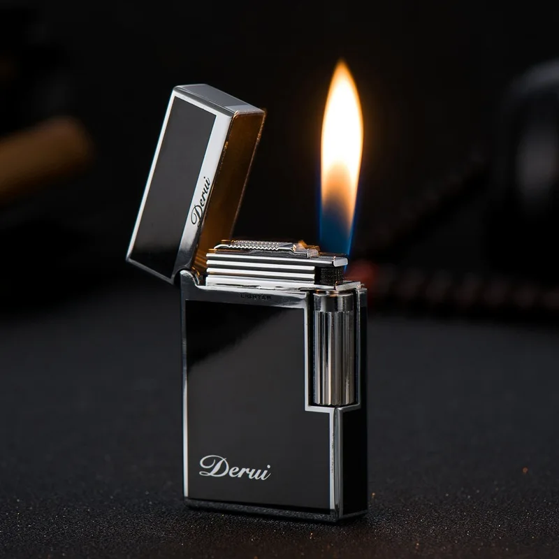 

Derui Grinding Wheel Open Flame Metal Inflatable Lighter Butane Gas Outdoor Side Lighting High-end Gift Men's Lighters