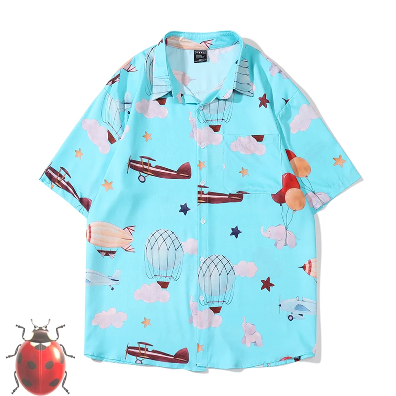 

cartoon flying print cuban Hawaiian shirt