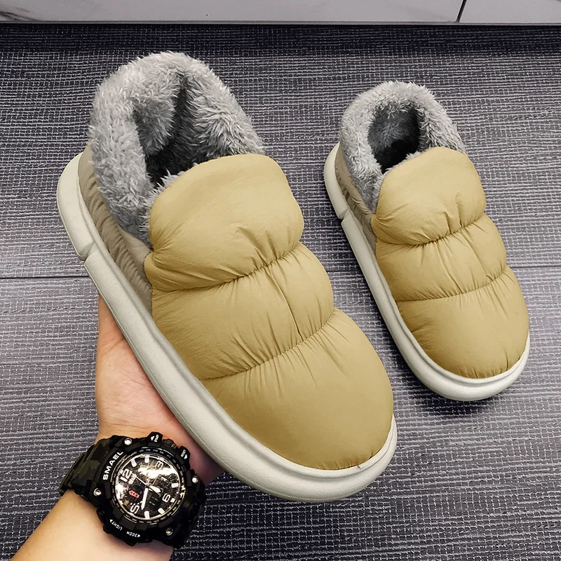 YRZL/мужские тапочки зимние пуховые водонепроницаемые домашние и уличные теплые