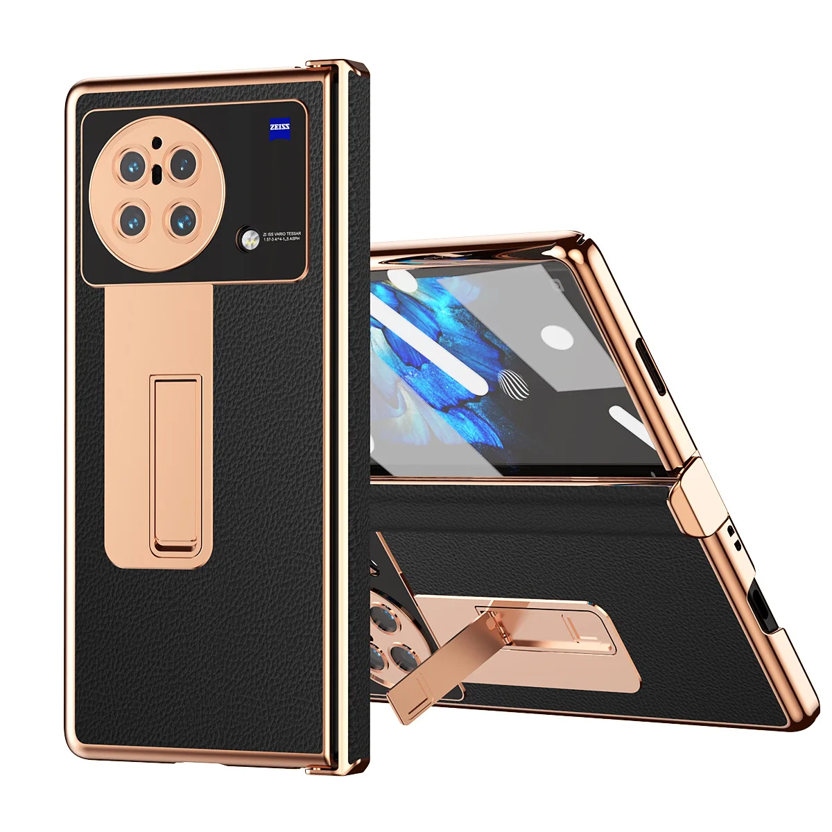 

included a Spen For Free for Vivo X Fold Case for Vivo Xfold Cover V2178a Case Electroplated Plain Leather Cover Hinge Case