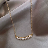 elegant natural baroque pearl chokers necklace for women female gold color copper pearls pendant necklaces wedding jewelry gift