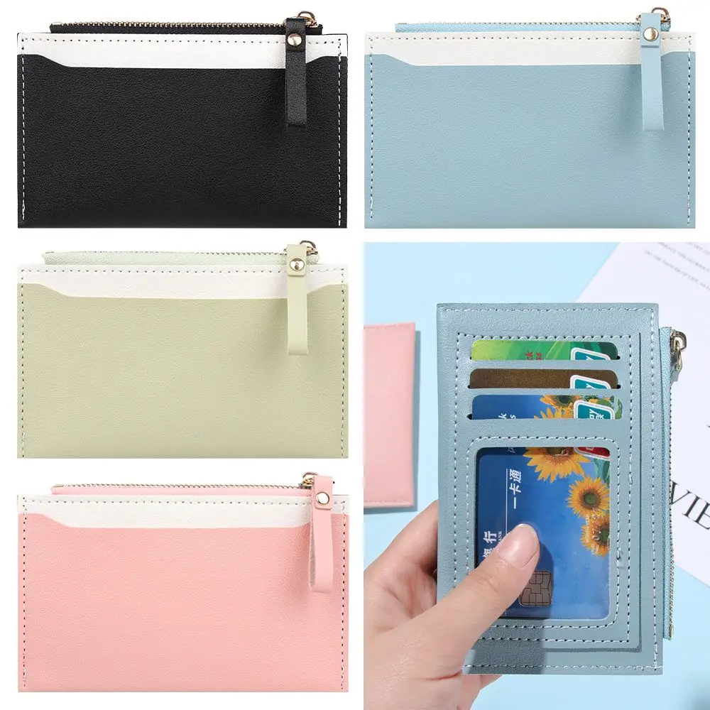 

Повседневный Кошелек контрастных цветов, маленький кошелек из искусственной кожи, держатель для кредитных карт, сумки, мини кошелек для мон...
