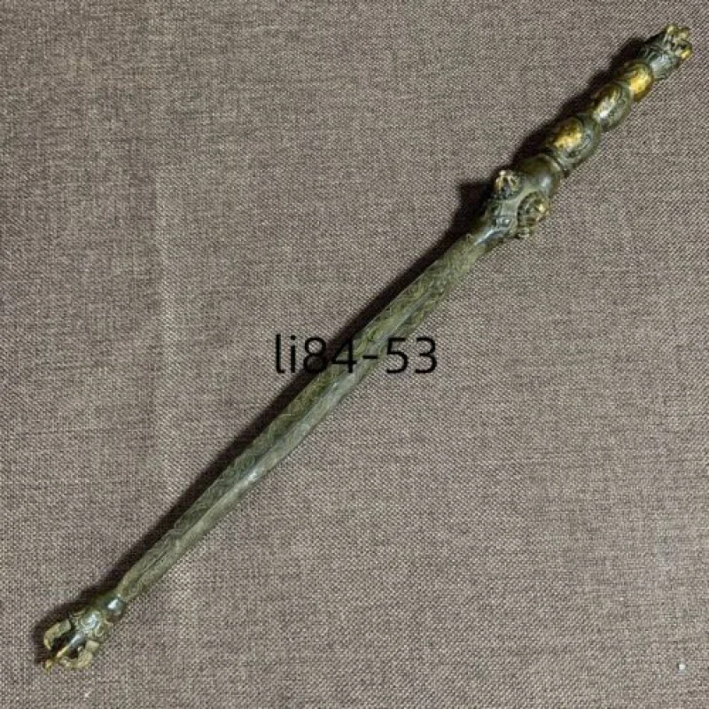 

Tibet Buddhism Bronze Gold Plated Buddha Head Vajra Dorje Phurpa Exorcism Charm Faqi