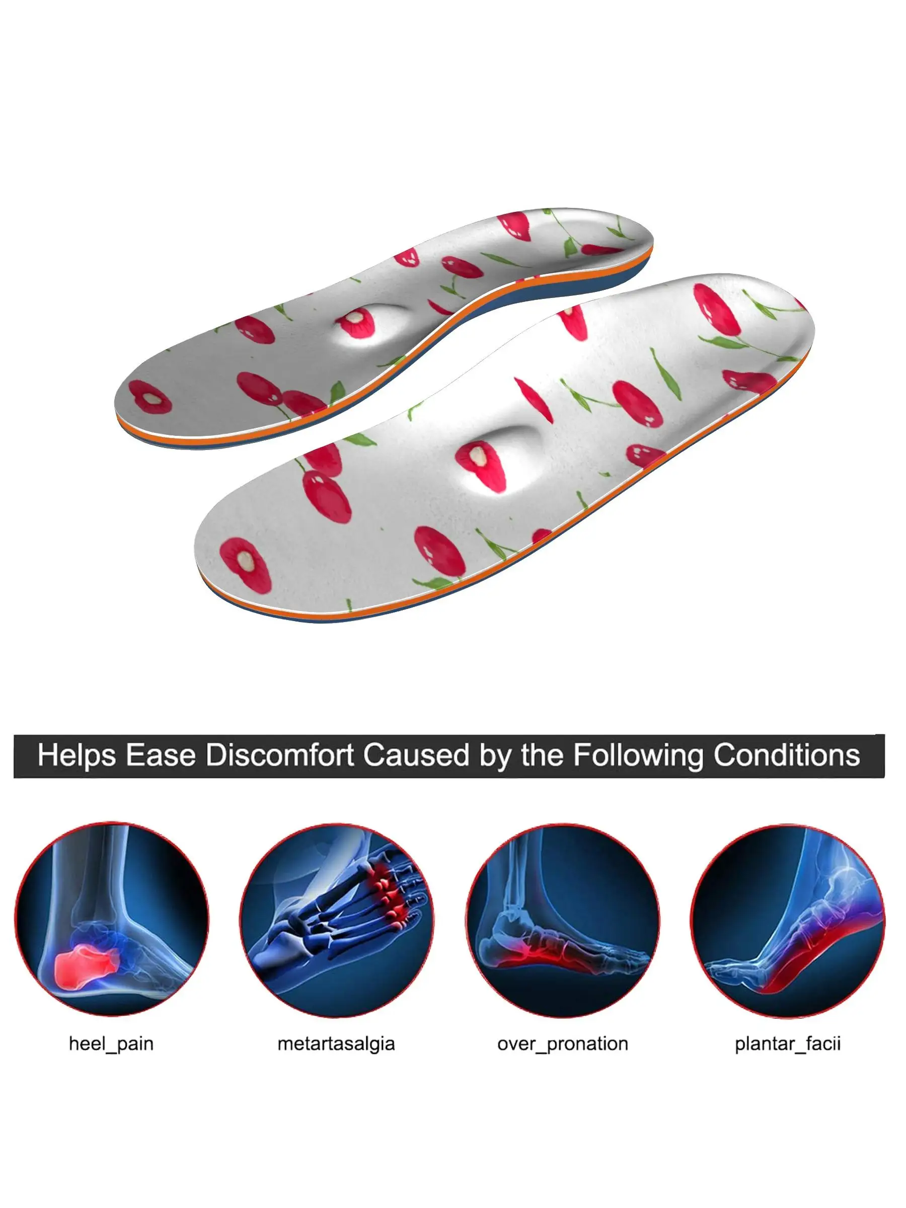 2022 new custom plant pattern orthopedic insole relieve foot pain flat foot relief arch support plantar fasciitis