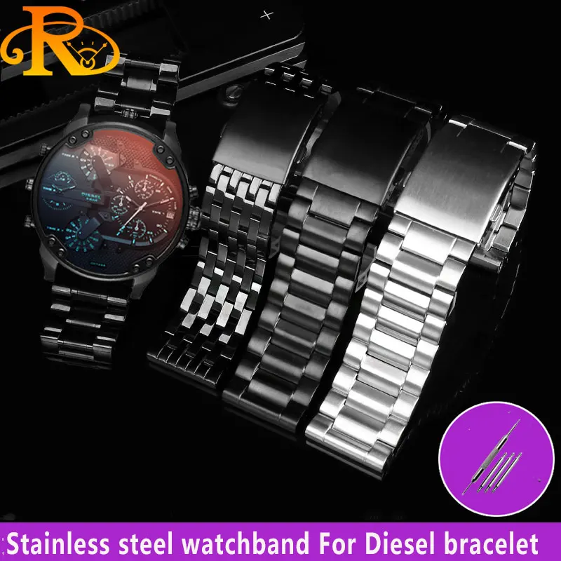 

24mm 26mm 28mm 30mm Stainless Steel Watch Strap For Diesel DZ4316 DZ7395 7305 4209 4215 Men Metal Solid Wrist watchband Bracelet