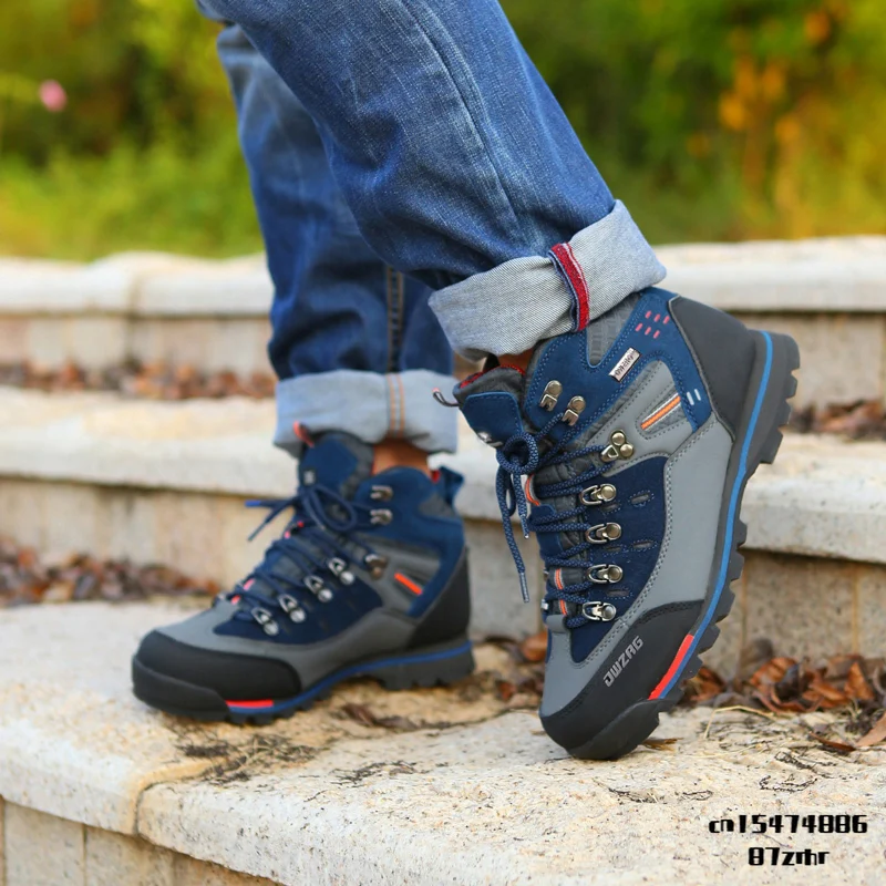 New Outdoor Big Size Waterproof Hiking Shoes For Men Suede Breathable Trekking Sneakers Mountain Boots Anti-Slippery Sneakers