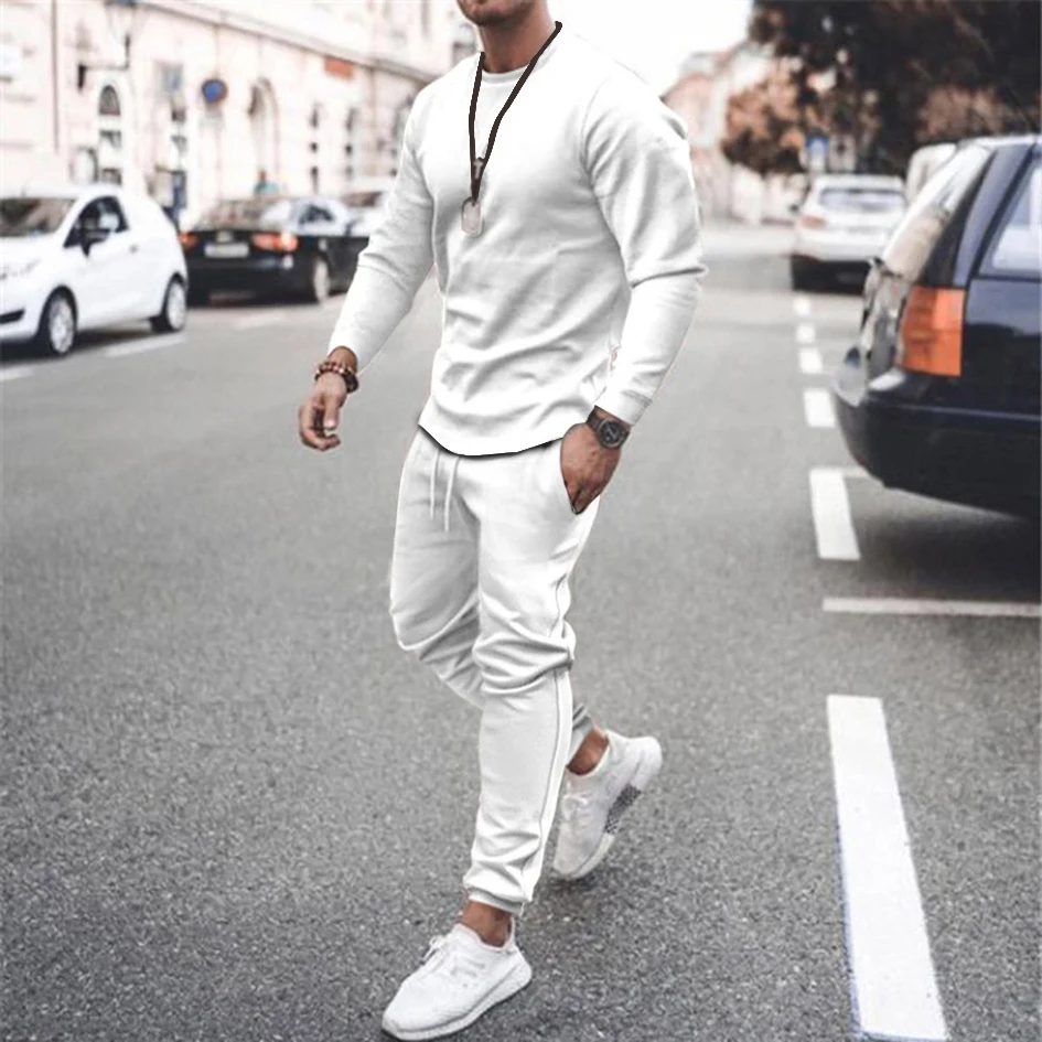 

Men's 2 Piece Set Tracksuits 3D Print Long Sleeve T-Shirt Set Streetwear Casual 2 Piece Male Sportswear Oversize Men Tshirt Set