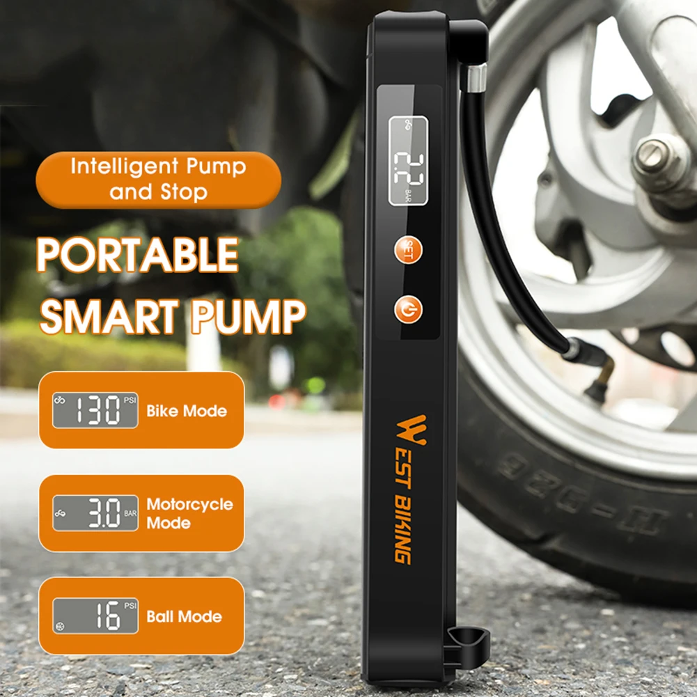 

Bike Tire Air Pump Bicycle Electric Pump Air Compressor 130PSI Wireless Portable Tire Inflator Bike Motorcycle Fast Inflate Pump