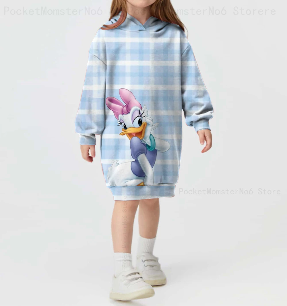 Осенне-зимняя Милая юбка с капюшоном и принтом Дональд Дак