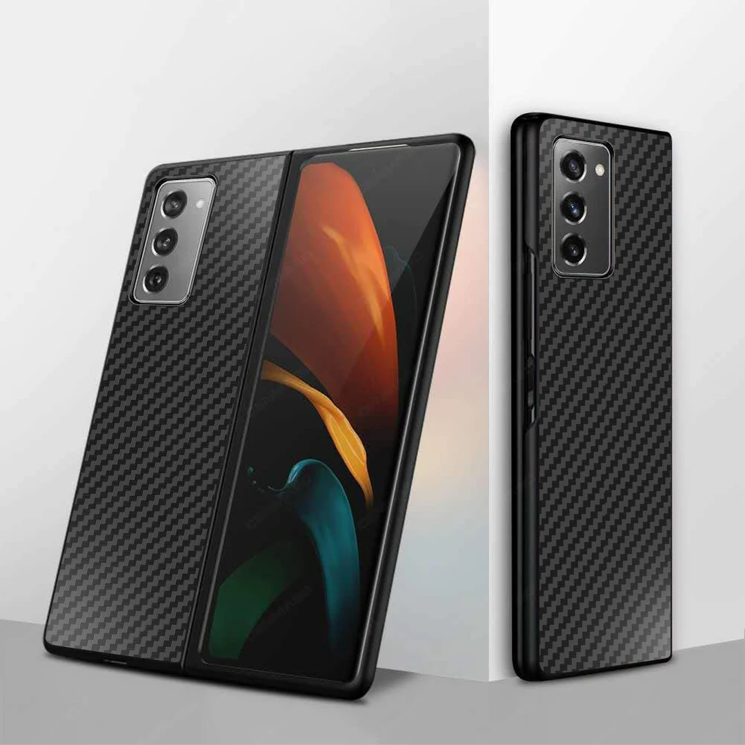 

Противоударный чехол BuzzLee из углеродного волокна для Samsung Galaxy Z Fold 2 5G, противоударный чехол для телефона, передняя и задняя крышка