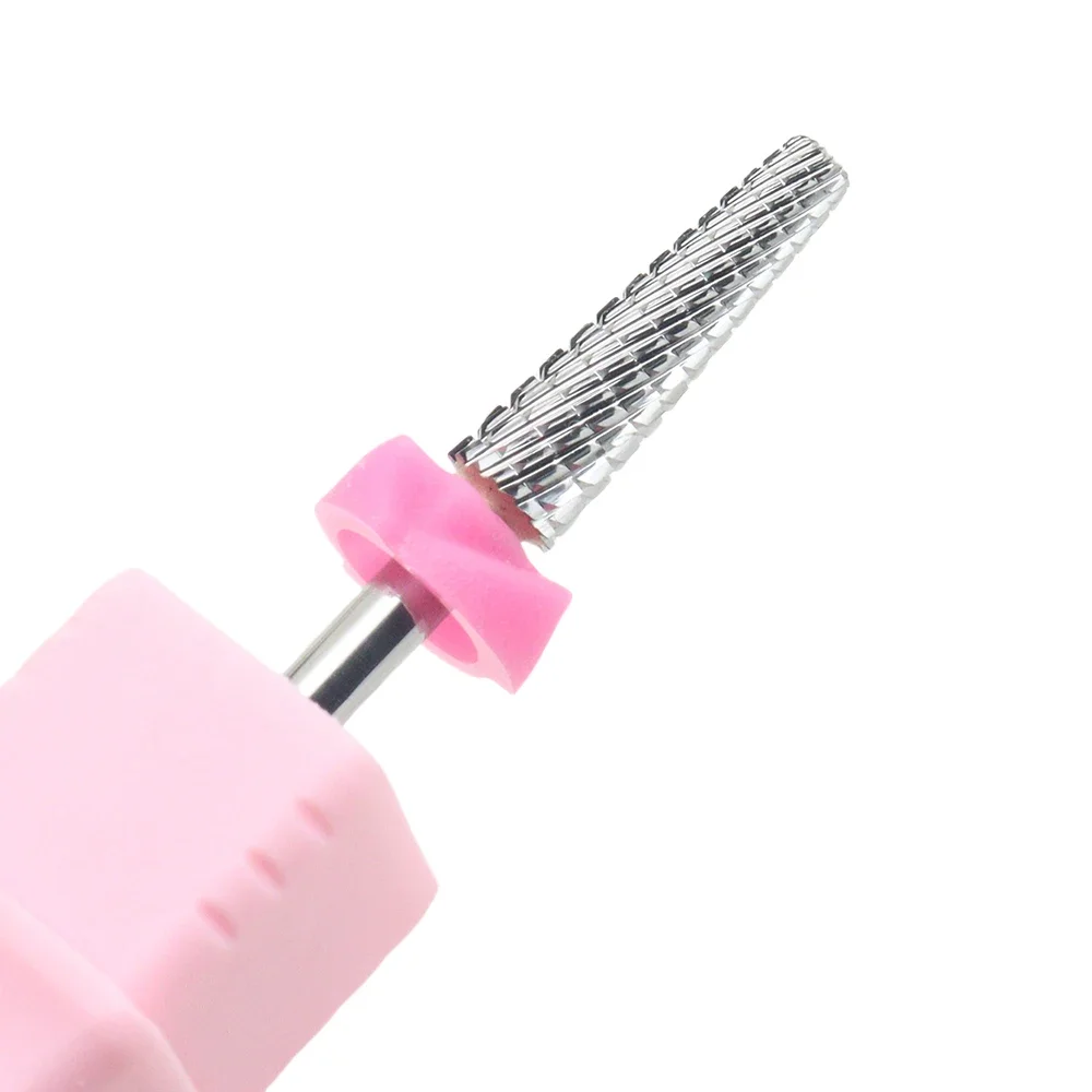 1pc Pink Multi-Function 5-In-1 Tungsten Carbide Nail Drill Bits Tapered Milling Cutters For Gel And Acrylic Removal