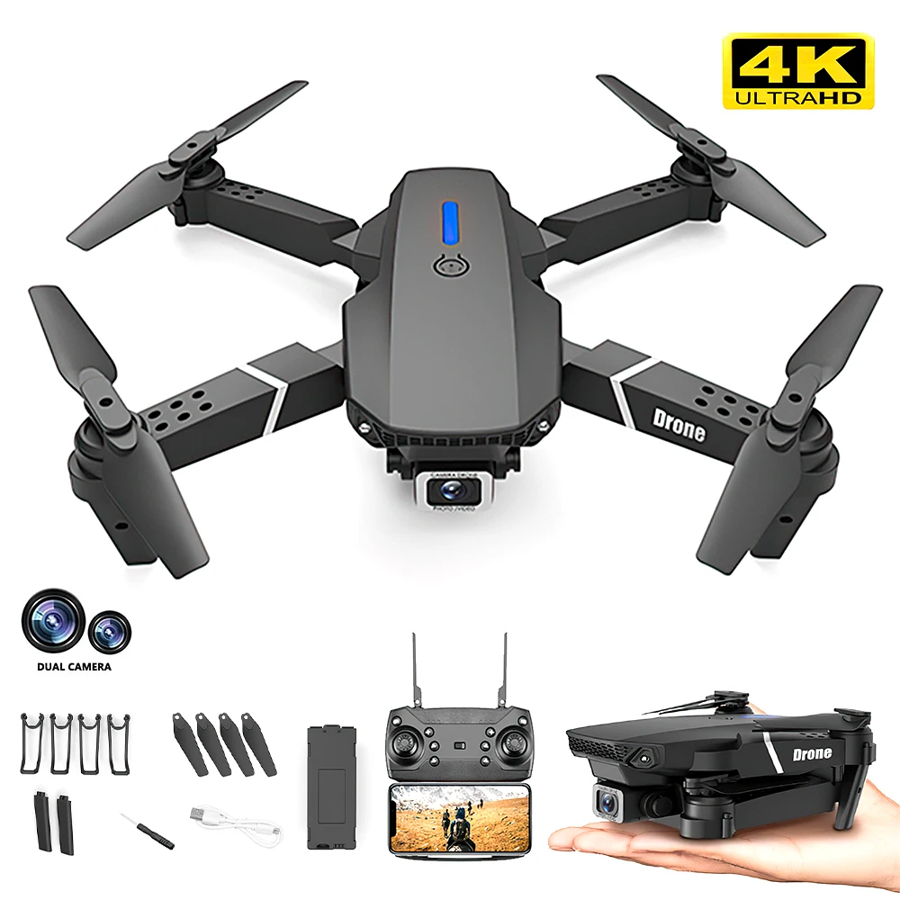 

TRAVOR Mini Rc Drone 4k HD Wide Angle Camera 1080P WiFi Fpv Drone Dual Camera Quadcopter Real-time Transmission Helicopter Toys
