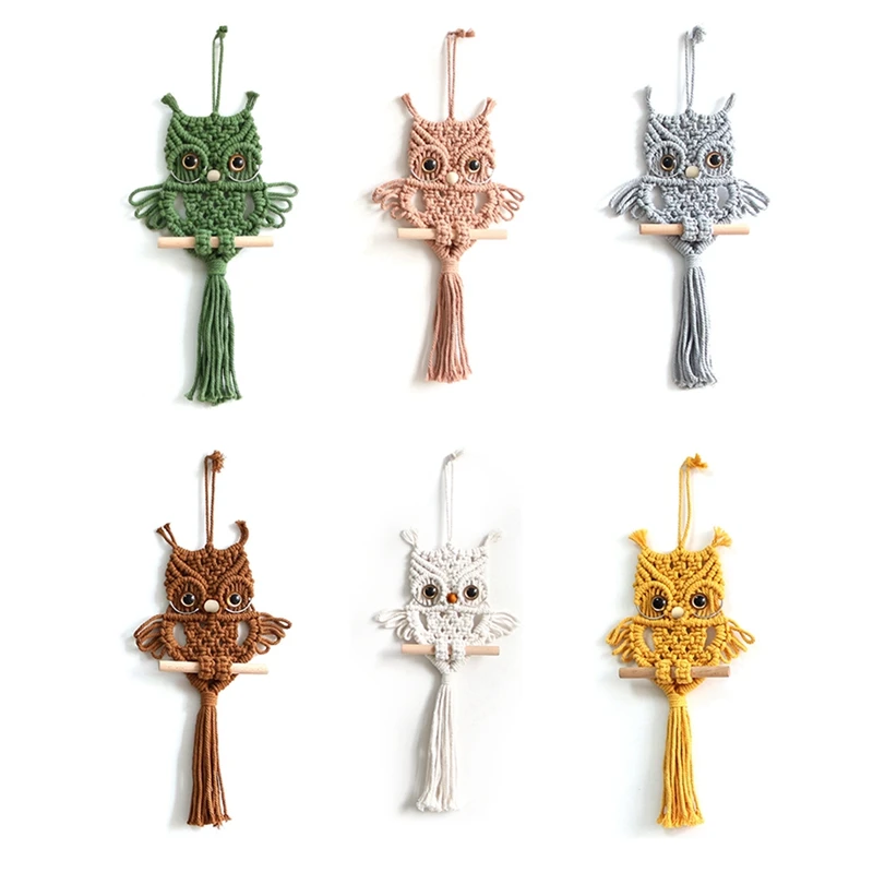 Сова макраме гобелен тканый настенный кулон орнамент богемный