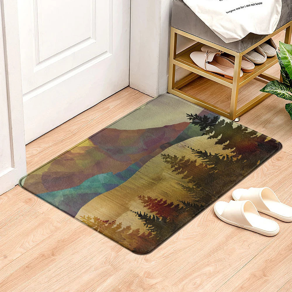 

Yellow Beautiful Mountain 3D Landscape Floor Mat Natural Pattern Bathroom Door Mat Kitchen Absorbent Non Slip Mat welcome mat
