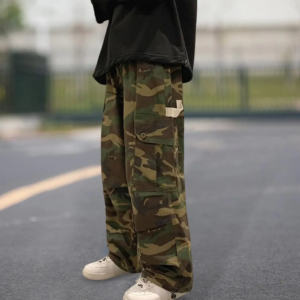 

Casual Men Trousers Camouflage Retro Men Pants Printed Mid Waist Jogging Trousers