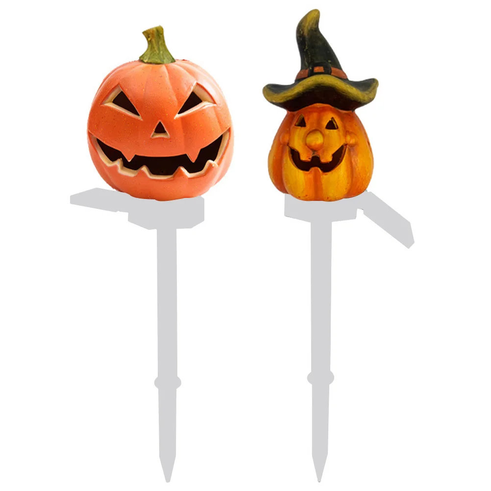 

2 Pcs Halloween Jack-o-lantern Pumpkin Lights Solar Lamp Garden Outdoor Lawn Decorations Pathway Yard