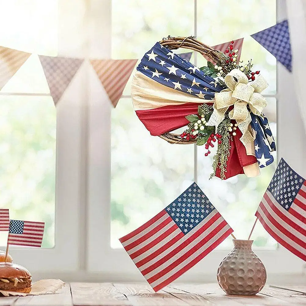 

Front Door Wreaths For Independence Day Memorial Patriotic And 4th Of July Veterans Day American Floral Vines Garland Decor Q3j5