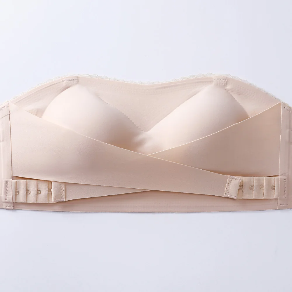 Strapless Bra Push Up Bralette Bandeau Bras Invisible Women Underwear Wire Free Lace Wedding Brassiere Sexy Seamless Lingerie