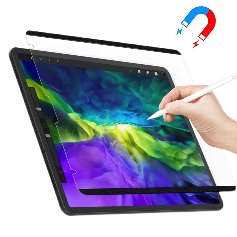 Protetor de Tela de Papel para Ipad ar 10 2022 Pro 11 2022 12 Mini para Ipad 10.2 9th Gen Filme Magnético Removível