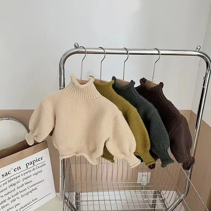 

6m-6t Toddler Infant Girl Boy Turtleneck Sweater Top Clothings Kids Children Knit Undercoats Baby Winter Korean Style Sweaters