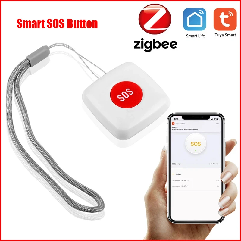 

Кнопка SOS TUYA ZigBee, умная Водонепроницаемая аварийная сигнализация для пожилых людей, с дистанционным управлением через приложение
