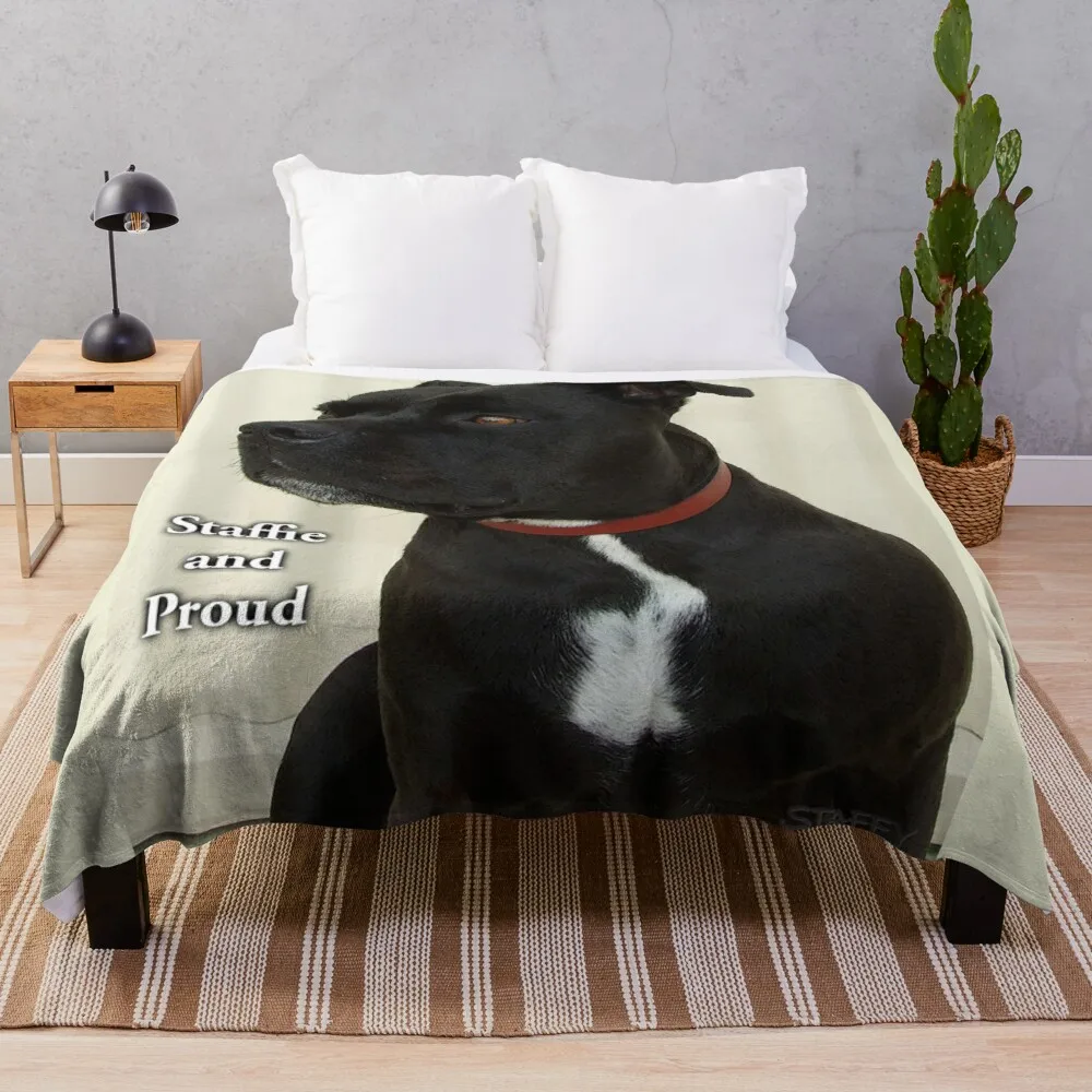 

Staffie and Proud Throw Blanket cute blanket throw and blanket beach blanket