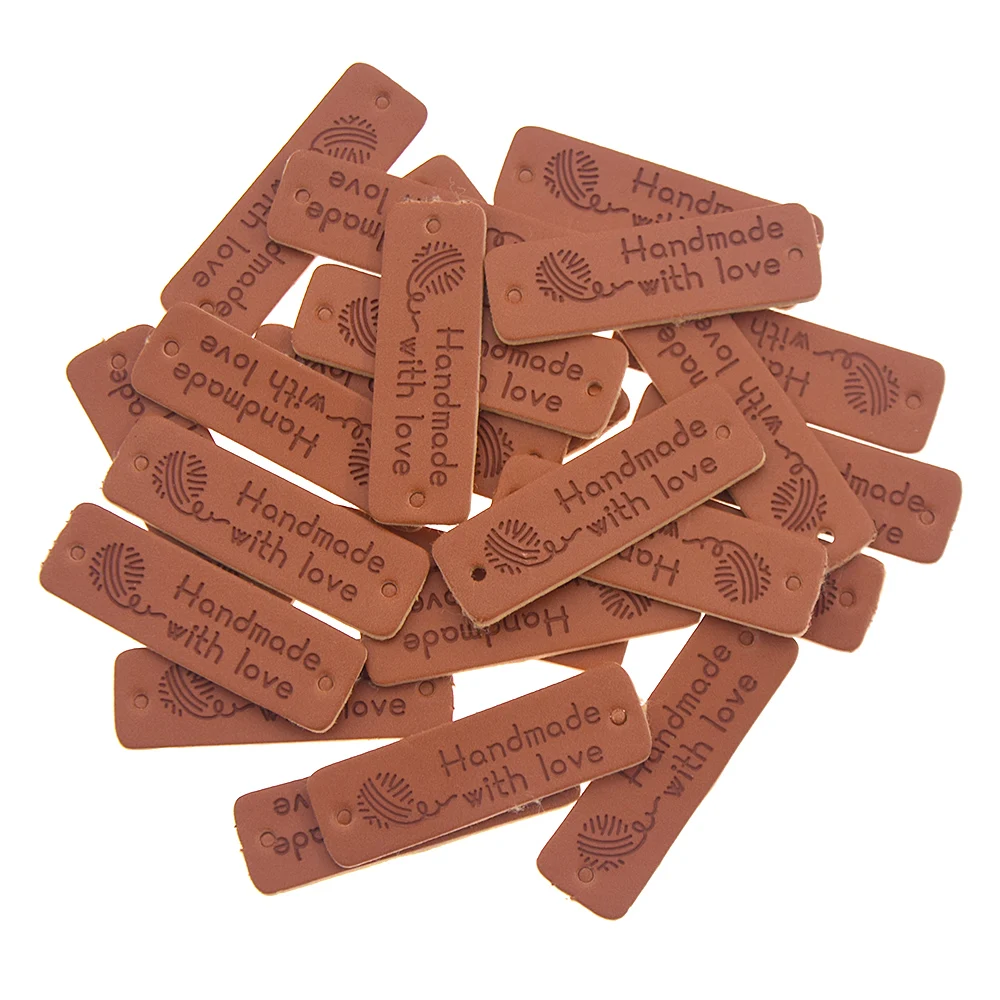 

24Pcs Small Rectangular Leather Label Handmade Leather Labels For Clothes Garment PU Tags Labels Sewing Accessories Materials
