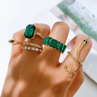 vintage rhinestone rings for women summer new trend elegant retro sparkling zircon snake ring set finger party jewelry gifts