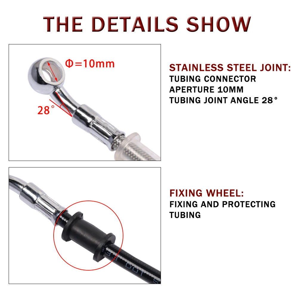 Универсальный мотоциклетный 350 - 1200 мм Черный Гидравлический тормозной шланг