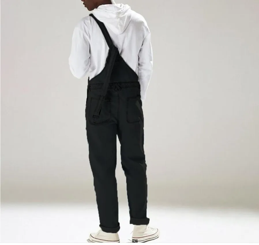 Men's Jeans Fashion Street High-waisted Strap Pants Jumpsuit Large Size Bib Overalls Old Retro Multiple pockets Jeans