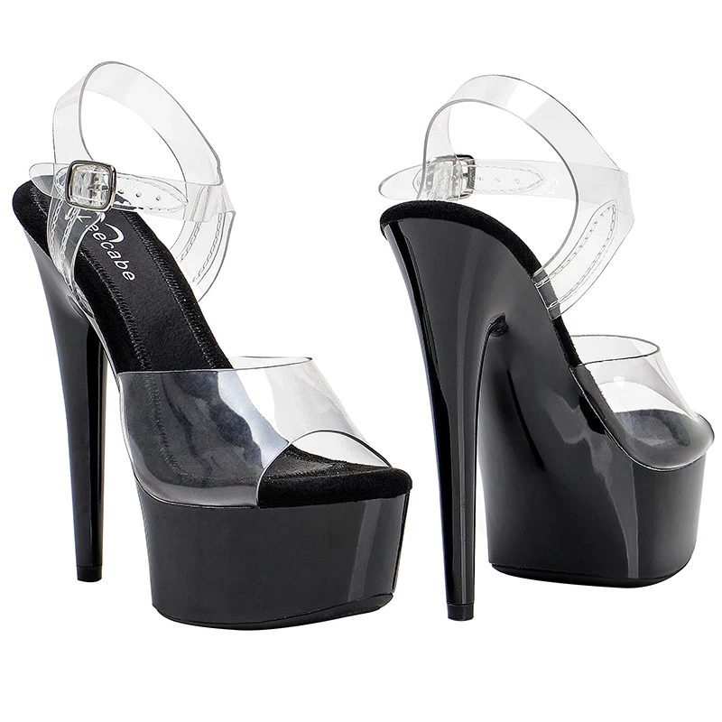 Leecabe 15CM/6Inch Black Women's Platform Sandals  party High Heels Shoes Pole Dancing Shoes