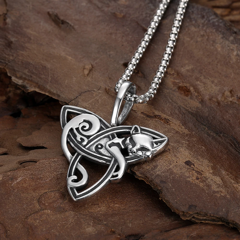 

Viking Style Cute Fox Pendant Necklace For Men Women 316L Stainless Steel Animal Pendant Chain Punk Biker Jewelry Gift Wholesale