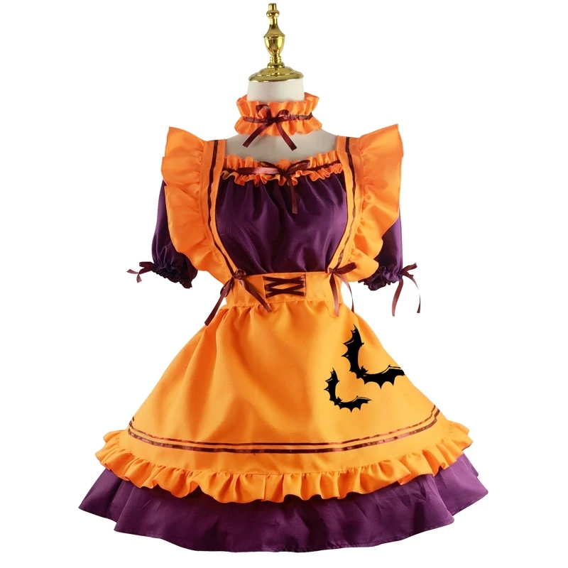 

Женское платье для косплея Хэллоуин, с тыквой, забавной горничной летучая мышь, с 10CD